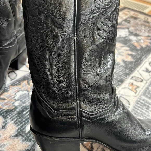 Dan Post Black Maria Leather Boots with Heel Size 7 - Picture 9 of 14
